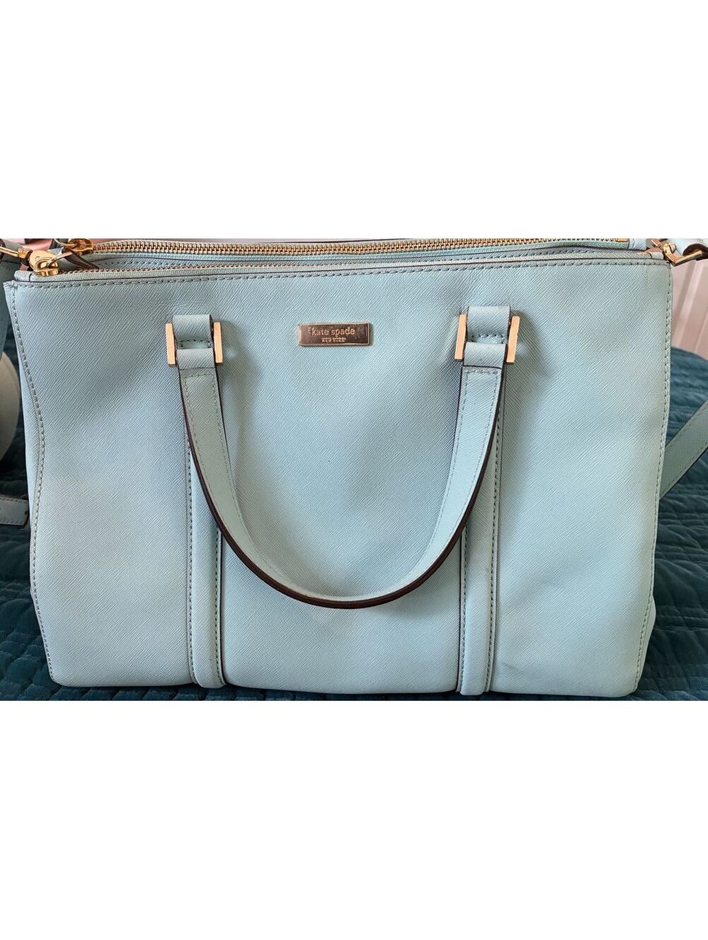 Kate Spade Light Blue Leather Satchel Handbag